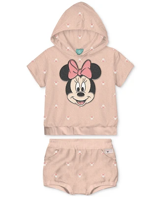 Disney Baby Girls Minnie Mouse Terry Hoodie & Shorts, 2 Piece Set