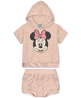 Disney Baby Girls Minnie Mouse Terry Hoodie & Shorts, 2 Piece Set