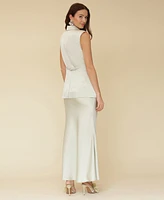 Avec Les Filles Women's Notched Collar Belted-Back Long Vest