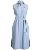 Polo Ralph Lauren Women's Belted Oxford Sleeveless Shirtdress