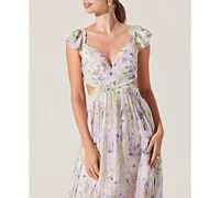 Astr the Label Women's Primrose Lace-Up-Back Maxi Dress