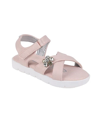 Bebe Little Girls Sporty with Flower Gem Accent Sandals