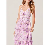 Astr the Label Women's Daytona Tie-Front Pleated Maxi Dress