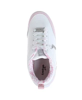 Bebe Little Girls Low Top Court with Shimmer Two Tone Piecing Sneakers