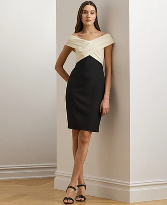 Lauren Ralph Women's Two-Tone Off-the-Shoulder Cocktail Dress