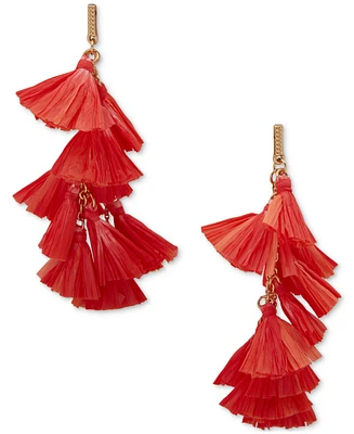 lonna & lilly Gold-Tone Green Raffia Statement Earrings