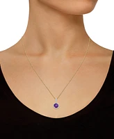 Lab-Created Amethyst (1-1/4 ct. t.w.) & White Sapphire (1/6 Halo 18" Pendant Necklace 14k Gold (Also Additional Gemstones)