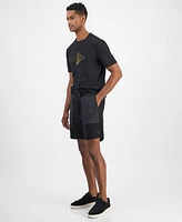 Hugo Boss Men's Gabri Relaxed Fit Belted Mixed Media 7" Shorts
