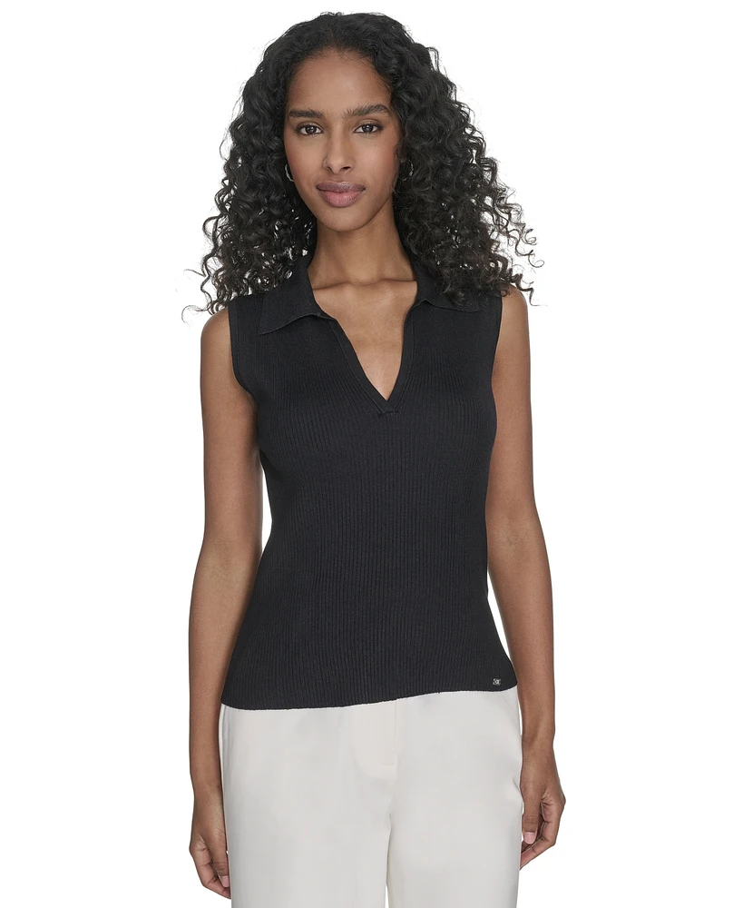 Calvin Klein Women's Johnny-Collar Sleeveless Sweater