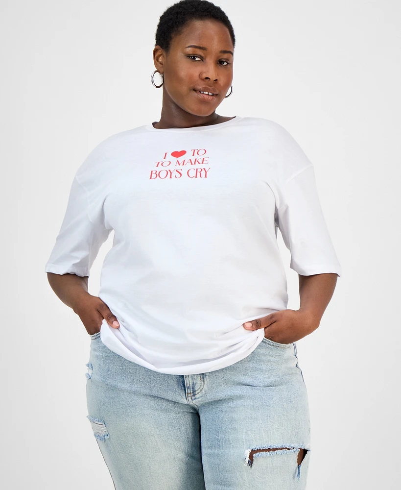 Rebellious One Trendy Plus Cherry Graphic T-Shirt