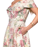 Xscape Women's Floral Jacquard Off-The-Shoulder Ball Gown