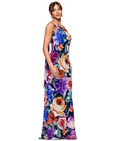 Xscape Women's One-Shoulder Floral Chiffon Dress