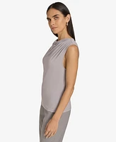 Calvin Klein Petite Draped-Neck Sleeveless Top