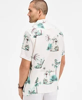 Club Room Men's Aloha Short Sleeved Tropical Print Button-Front Linen Shirt, Exclusively at Macy's