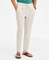 Club Room Men's Regular Fit Casual Striped Linen Pants, Exclusively at Macy's