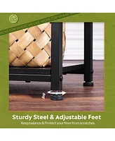 Wlive Side Table, Small End Table, Adjustable 3-Tier Bedside Table with Sturdy Metal Frame, Tall Nightstand for Bedroom, Living Room