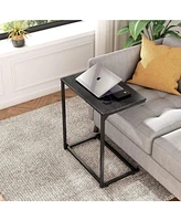 Wlive Side Table, C Shaped Wide End Table for Couch Sofa and Bed, Laptop Table, Tv Tray, 26 Inch Tall, Black