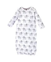 Hudson Baby Baby Boys Hudson Cotton Gowns, Gray Elephant, Preemie-Newborn