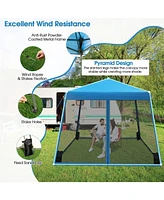 10 x 10 Feet Pop Up Canopy with Mesh Sidewalls and Roller Bag