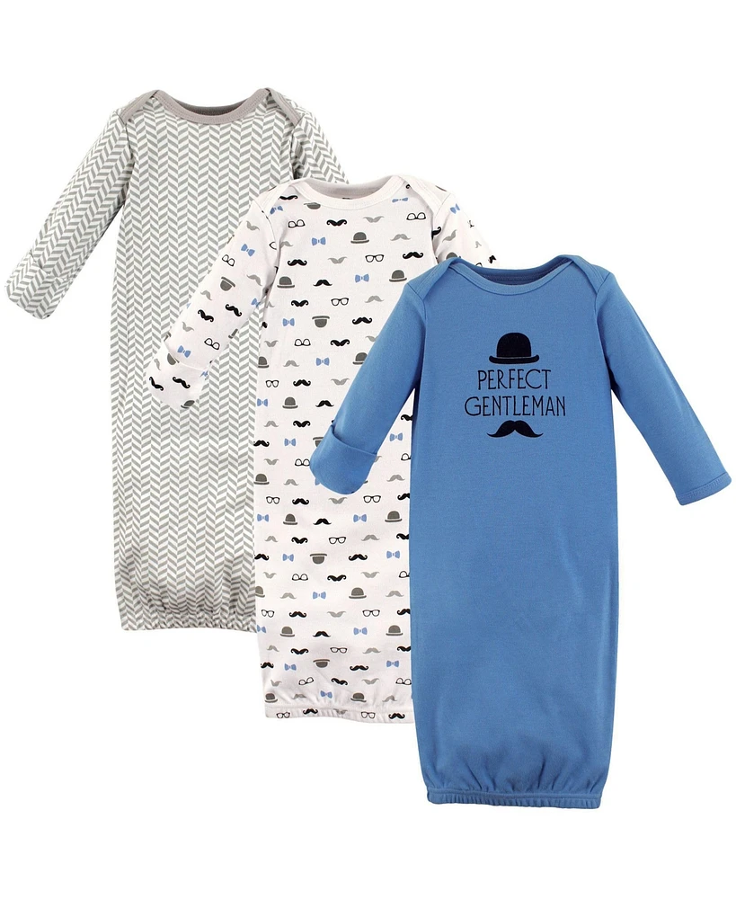 Hudson Baby Boys Hudson Cotton Gowns, Perfect Gentlemen, Preemie/Newborn