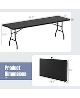 8 ft Portable Folding Table 350 Lbs Fold-in-Half Table with Hdpe Tabletop