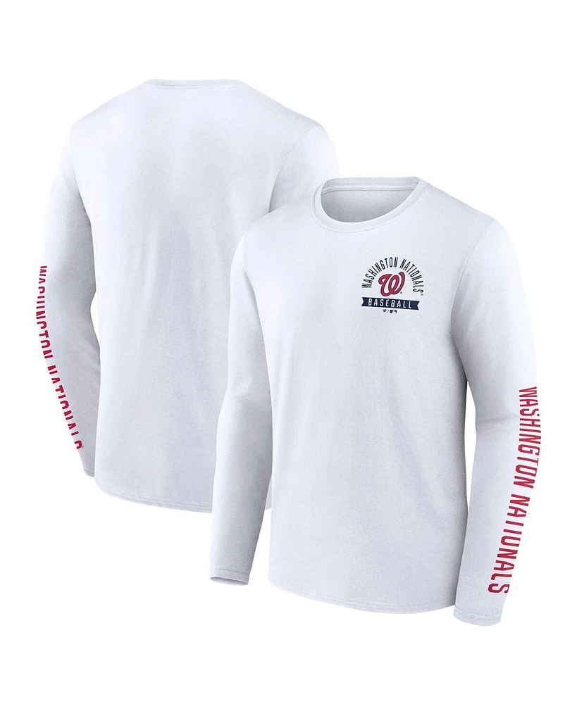 Fanatics Men's White Washington Nationals Press Box Long Sleeve T-Shirt