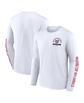Fanatics Men's White Washington Nationals Press Box Long Sleeve T-Shirt