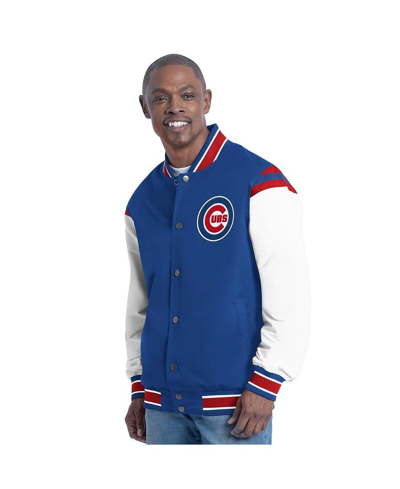 G-iii Sports by Carl Banks Men's Royal Chicago Cubs Recruit Commemorative Full-Snap Varsity Jacket