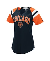 Starter Women's Navy Chicago Bears Game On Notch Neck Raglan T-Shirt