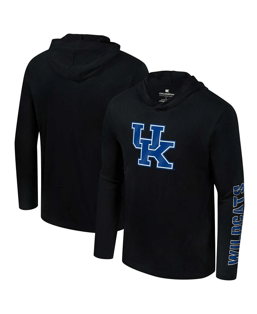 Colosseum Men's Black Kentucky Wildcats Color Pop Active Blend 2-Hit Long Sleeve Hooded T-Shirt