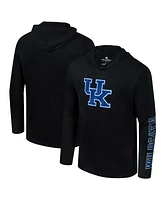 Colosseum Men's Black Kentucky Wildcats Color Pop Active Blend 2-Hit Long Sleeve Hooded T-Shirt