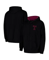 Colosseum Men's Black Temple Owls Arch Logo 3.0 Full-Zip Hoodie