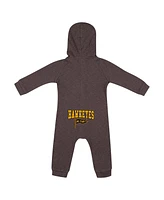Colosseum Baby Boys and Girls Charcoal Iowa Hawkeyes Zando-Zan Waffle Full-Snap Hooded Romper