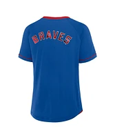 Fanatics Women's Royal Atlanta Braves Cooperstown Collection League Diva Raglan V-Neck T-Shirt