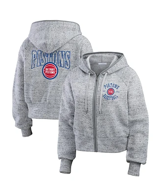 Wear by Erin Andrews Women's Heather Gray Detroit Pistons Speckled Radiator Full-Zip Hoodie