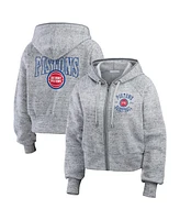 Wear by Erin Andrews Women's Heather Gray Detroit Pistons Speckled Radiator Full-Zip Hoodie