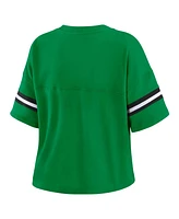Wear by Erin Andrews Women's Kelly Green Boston Celtics Plus Color Block Boxy V-Neck T-Shirt