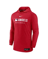 Nike Men's Heather Red Los Angeles Angels Authentic Collection Tri-Blend Performance Pullover Hoodie