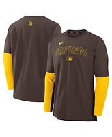 Nike Men's Brown/Gold San Diego Padres Authentic Collection Lightweight Player Tri-Blend Performance Pullover Sweatshirt
