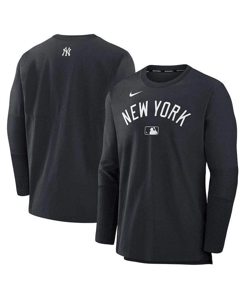 Nike Men's Navy New York Yankees Authentic Collection Lightweight Player Tri-Blend Performance Pullover Sweatshirt