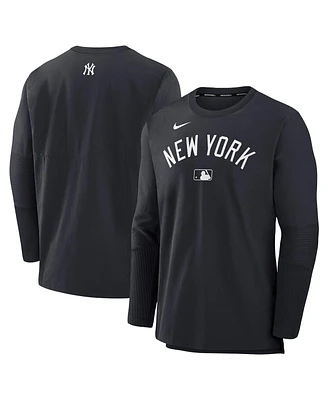 Nike Men's Navy New York Yankees Authentic Collection Lightweight Player Tri-Blend Performance Pullover Sweatshirt