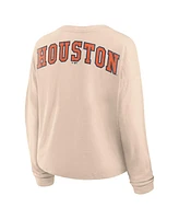 Fanatics Women's Tan Houston Astros Oversized Stadium Slub Henley T-Shirt