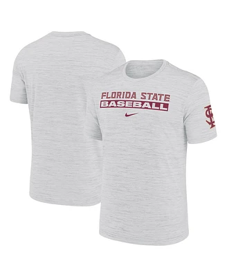 Nike Men's Ash Florida State Seminoles Velocity Baseball Wordmark Stack Performance T-Shirt