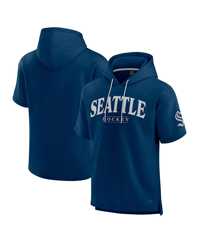 Fanatics Men's Deep Sea Blue Seattle Kraken Elements Ready Short Sleeve Pullover Hoodie