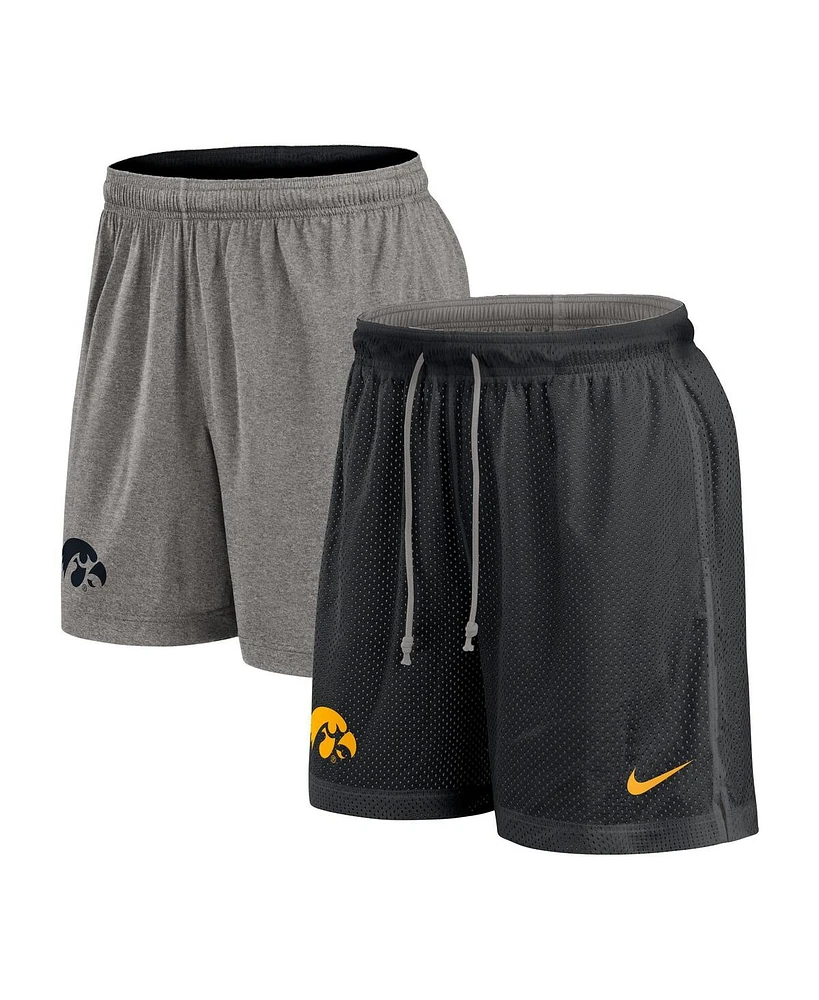 Nike Men's Black/Heather Gray Iowa Hawkeyes Player Reversible Shorts