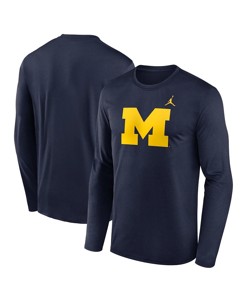 Jordan Men's Navy Michigan Wolverines Prime TimePrimary Legend Long Sleeve T-Shirt