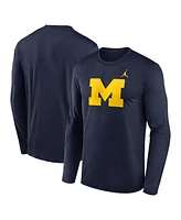 Jordan Men's Navy Michigan Wolverines Prime TimePrimary Legend Long Sleeve T-Shirt