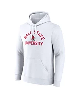 Fanatics Men's White Ball State Cardinals Primary Logo Pullover Hoodie