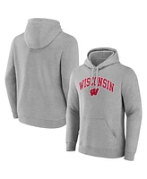 Fanatics Men's Gray Wisconsin Badgers Arched Logo Pullover Hoodie