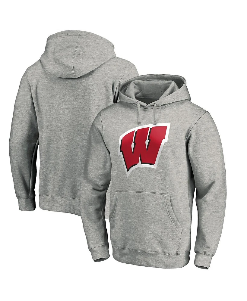 Fanatics Men's Gray Wisconsin Badgers Primary Logo Pullover Hoodie